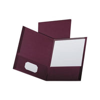 Linen Finish Twin Pocket Folders, Letter, Burgundy,25-box