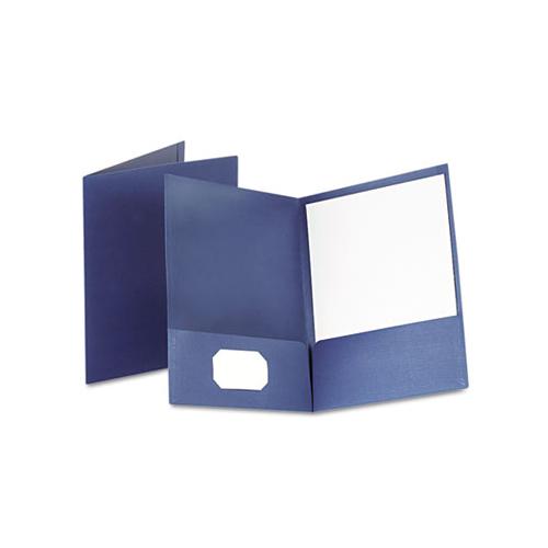Linen Finish Twin Pocket Folders, Letter, Navy, 25-box