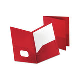 Poly Twin-pocket Folder, Holds 100 Sheets, Opaque Red