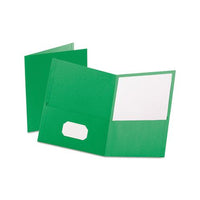 Twin-pocket Folder, Embossed Leather Grain Paper, Light Green, 25-box