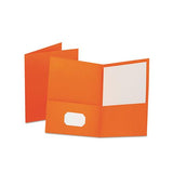 Twin-pocket Folder, Embossed Leather Grain Paper, Orange, 25-box
