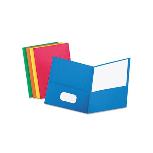 Twin-pocket Folder, Embossed Leather Grain Paper, Assorted Colors, 25-box