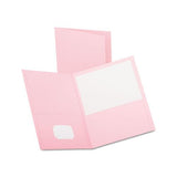 Twin-pocket Folder, Embossed Leather Grain Paper, Pink, 25-box