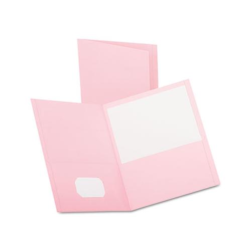 Twin-pocket Folder, Embossed Leather Grain Paper, Pink, 25-box