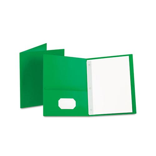 Twin-pocket Folders With 3 Fasteners, Letter, 1-2" Capacity, Green, 25-box