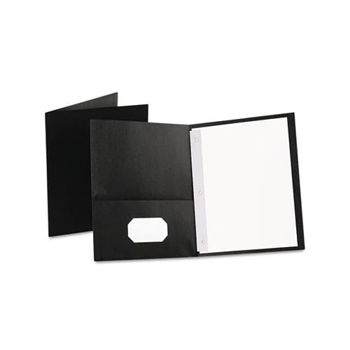 Twin-pocket Folders With 3 Fasteners, Letter, 1-2" Capacity, Black 25-box
