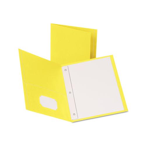 Twin-pocket Folders With 3 Fasteners, Letter, 1-2" Capacity, Yellow, 25-box