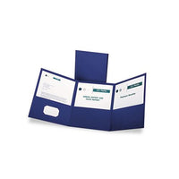 Tri-fold Folder W-3 Pockets, Holds 150 Letter-size Sheets, Blue