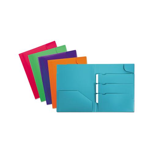 Divide It Up Four-pocket Poly Folder, 11 X 8-1-2, Assorted