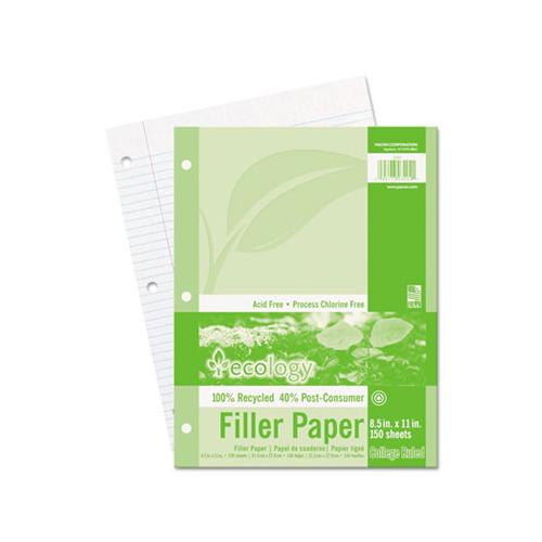 Ecology Filler Paper, 3-hole, 8.5 X 11, Medium-college Rule, 150-pack