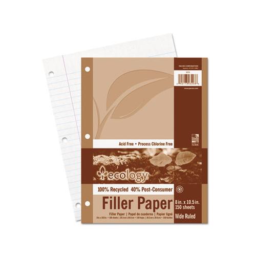 Ecology Filler Paper, 3-hole, 8 X 10.5, Wide-legal Rule, 150-pack