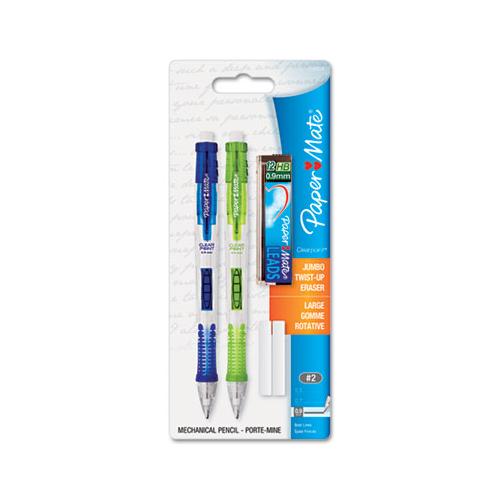 Clear Point Mechanical Pencil, 0.9 Mm, Hb (#2.5), Black Lead, Assorted Barrel Colors, 2-pack