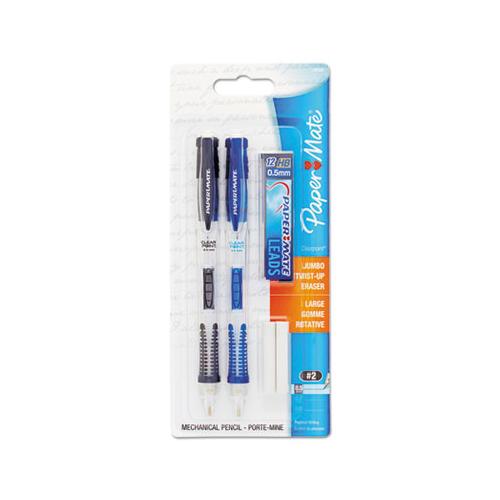 Clear Point Mechanical Pencil, 0.5 Mm, Hb (#2.5), Black Lead, Randomly Assorted Barrel Colors, 2-pack