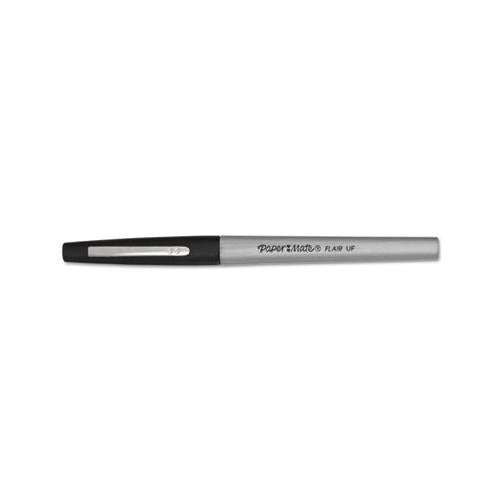 Flair Felt Tip Stick Porous Point Marker Pen, 0.4mm, Black Ink-barrel, Dozen