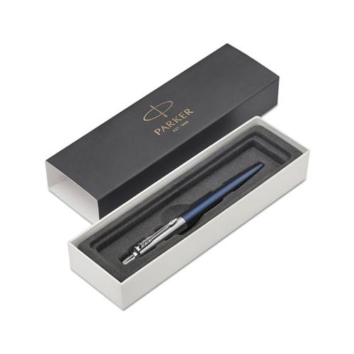 Jotter Retractable Ballpoint Pen Gift Box, 1mm, Blue Ink, Royal Blue-chrome Barrel