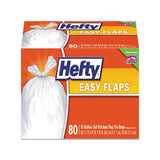 Easy Flaps Trash Bags, 13 Gal, 0.8 Mil, 23.75" X 28", White, 80-box
