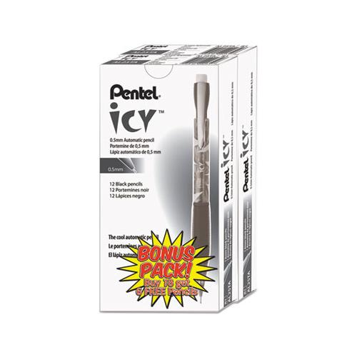 Icy Mechanical Pencil, 0.5 Mm, Hb (#2.5), Black Lead, Transparent Smoke Barrel, 24-pack
