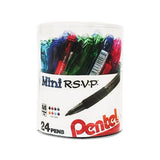 R.s.v.p. Mini Stick Ballpoint Pen, Medium 1mm, Assorted Ink-barrel, 24-pack