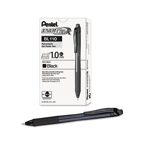 Energel-x Retractable Gel Pen, 1 Mm Metal Tip, Black Ink, Smoke Barrel, Dozen