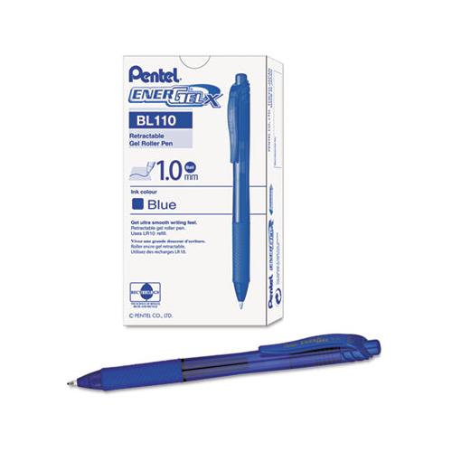 Energel-x Retractable Gel Pen, 1 Mm Metal Tip, Blue Ink, Translucent Blue Barrel, Dozen