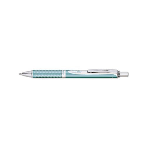 Energel Alloy Rt Retractable Gel Pen, Medium 0.7mm, Black Ink, Aquamarine Barrel