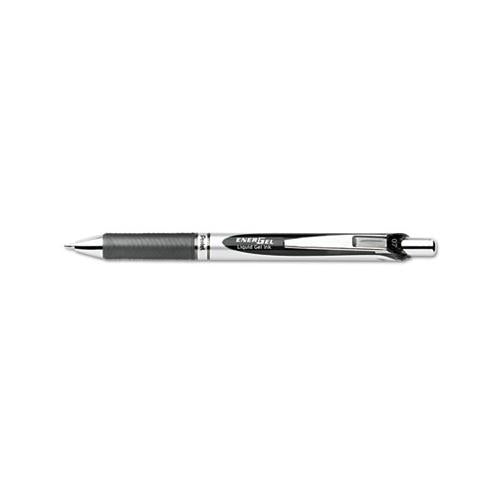 Energel Rtx Retractable Gel Pen, Medium 0.7 Mm, Black Ink, Black-gray Barrel