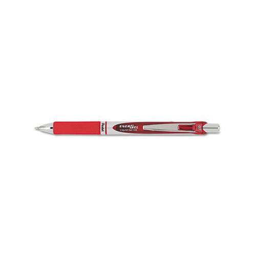 Energel Rtx Retractable Gel Pen, Medium 0.7 Mm, Red Ink, Red-gray Barrel