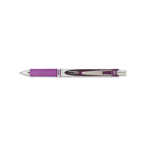 Energel Rtx Retractable Gel Pen, Medium 0.7 Mm, Violet Ink, Violet-gray Barrel