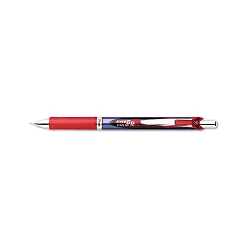 Energel Rtx Retractable Gel Pen, Fine 0.5 Mm, Red Ink, Silver-red Barrel