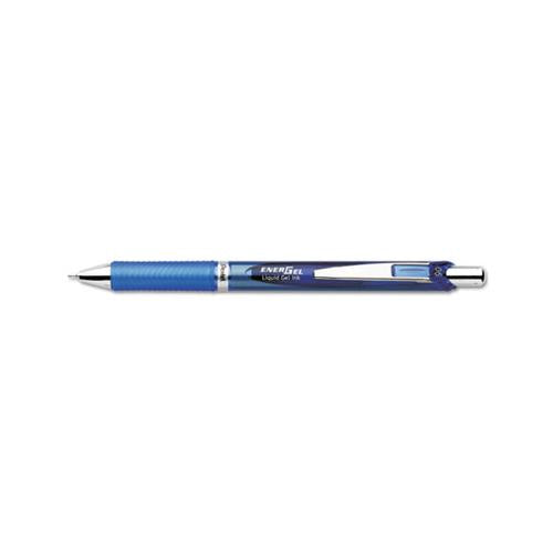 Energel Rtx Retractable Gel Pen, Fine 0.5 Mm, Blue Ink, Silver-blue Barrel