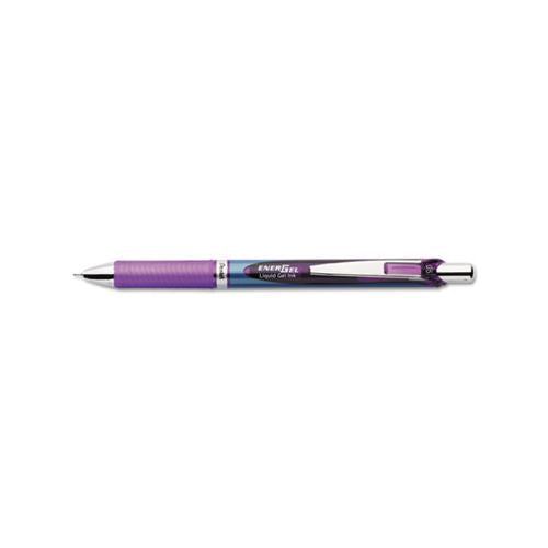 Energel Rtx Retractable Gel Pen, Fine 0.5 Mm, Violet Ink, Silver-violet Barrel