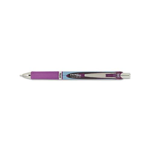 Energel Rtx Retractable Gel Pen, Medium 0.7 Mm, Violet Ink, Violet-gray Barrel