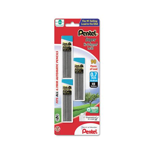 Super Hi-polymer Lead Refills, 0.7 Mm, Hb, Black, 30-tube, 3 Tubes-pack