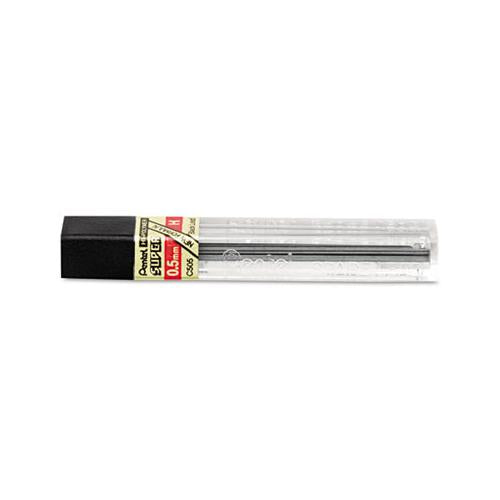 Super Hi-polymer Lead Refills, 0.5 Mm, H, Black, 12-tube