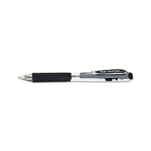 Wow! Retractable Gel Pen, Medium 0.7 Mm, Black Ink, Clear-black Barrel, Dozen