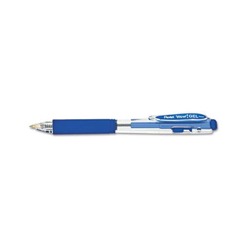 Wow! Retractable Gel Pen, Medium 0.7 Mm, Blue Ink, Clear-blue Barrel, Dozen