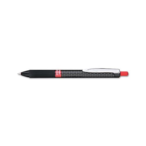 Oh! Gel Retractable Gel Pen, Medium 0.7mm, Red Ink, Black Barrel, Dozen