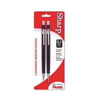 Sharp Mechanical Pencil, 0.5 Mm, Hb (#2.5), Black Lead, Black Barrel, 2-pack