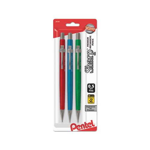 Sharp Mechanical Pencil, 0.5 Mm, Hb (#2.5), Black Lead, Assorted Barrel Colors, 3-pack