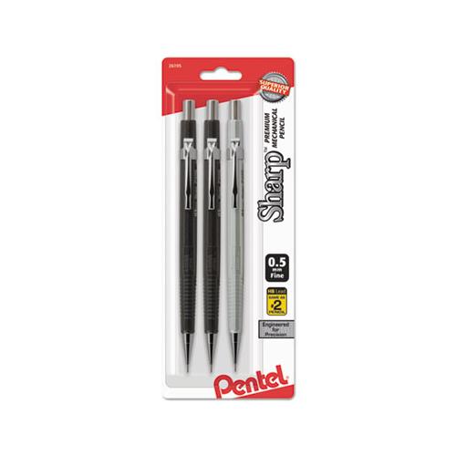 Sharp Mechanical Pencil, 0.5 Mm, Hb (#2.5), Black Lead, Assorted Barrel Colors, 3-pack
