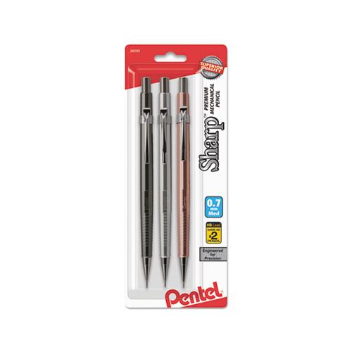Sharp Mechanical Pencil, 0.7 Mm, Hb (#2.5), Black Lead, Assorted Barrel Colors, 3-pack