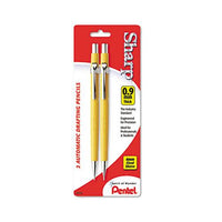 Sharp Mechanical Pencil, 0.9 Mm, Hb (#2.5), Black Lead, Yellow Barrel, 2-pack