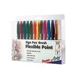 Sign Pen Flexible Point Marker Pen, Fine Brush Tip, Assorted Colors, Dozen