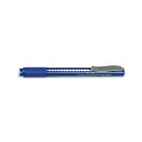 Clic Eraser Grip Eraser, White Polyvinyl Chloride Eraser, Blue Barrel