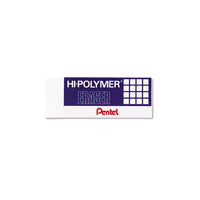 Hi-polymer Eraser, Rectangular, Medium, White, Latex-free Hi-polymer, 3-pack