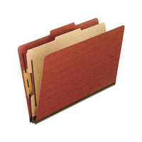 Four-, Six-, And Eight-section Pressboard Classification Folders, 1 Divider, Embedded Fasteners, Letter Size, Red, 10-box