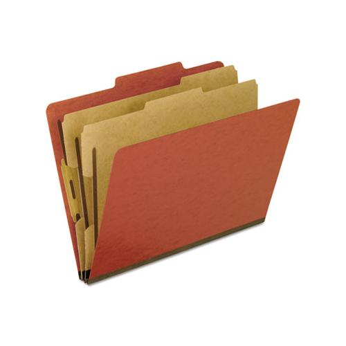 Four-, Six-, And Eight-section Pressboard Classification Folders, 2 Dividers, Bonded Fasteners, Letter Size, Red, 10-box
