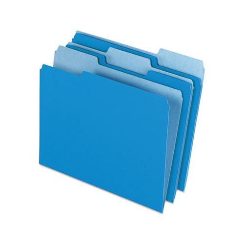 Colored File Folders, 1-3-cut Tabs, Letter Size, Blue-light Blue, 100-box