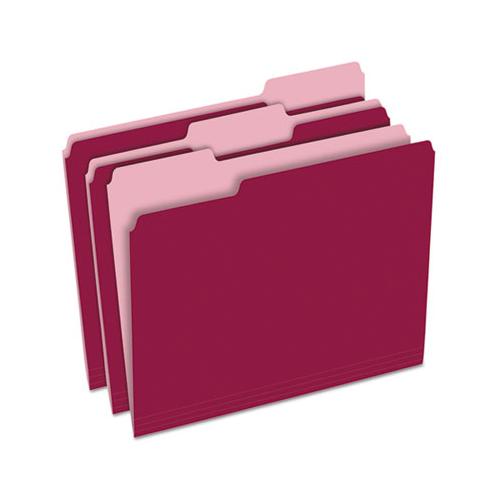 Colored File Folders, 1-3-cut Tabs, Letter Size, Burgundy-light Burgundy, 100-box