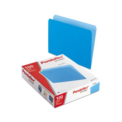 Colored File Folders, Straight Tab, Letter Size, Blue-light Blue, 100-box